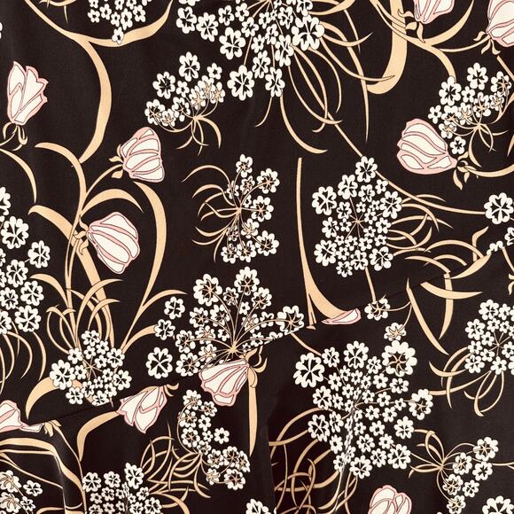 Vintage Y2K 90s BCBG Midi Skirt Black Neutral Floral Medium Boho Festival Retro - Picture 6 of 6